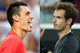 A composite image of Australian Bernard Tomic (L) and Brit Andy Murray (R).
