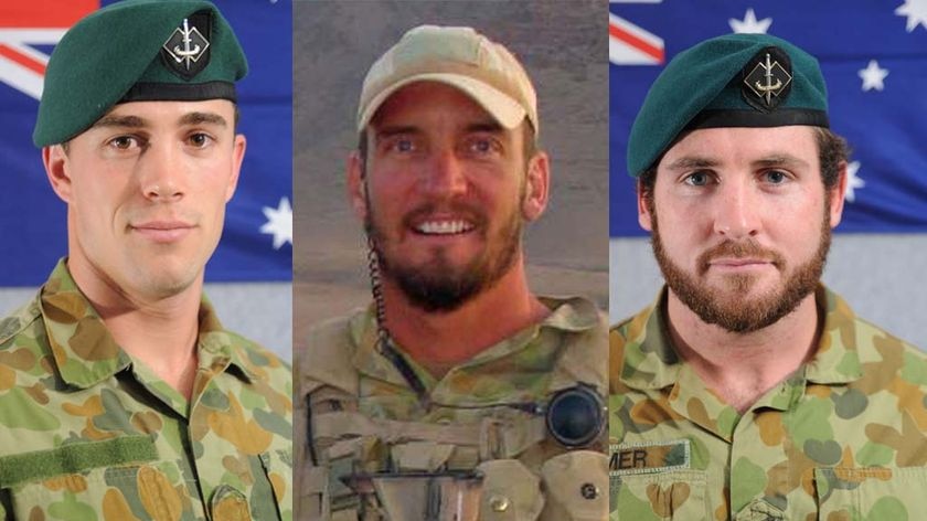 (LtoR) Private Benjamin Chuck, Private Tim Aplin and Private Scott Palmer were killed in Afghanistan in 2010.