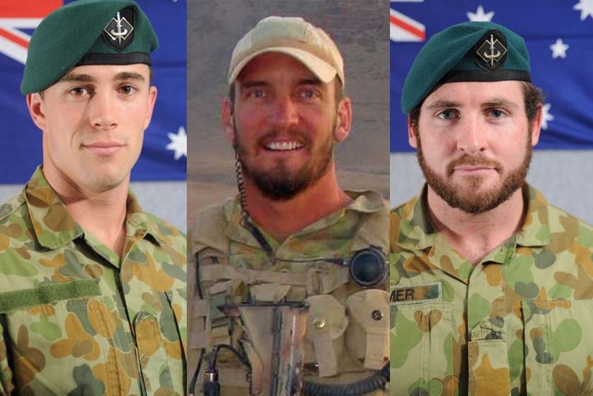 (LtoR) Private Benjamin Chuck, Private Tim Aplin and Private Scott Palmer were killed in Afghanistan in 2010.