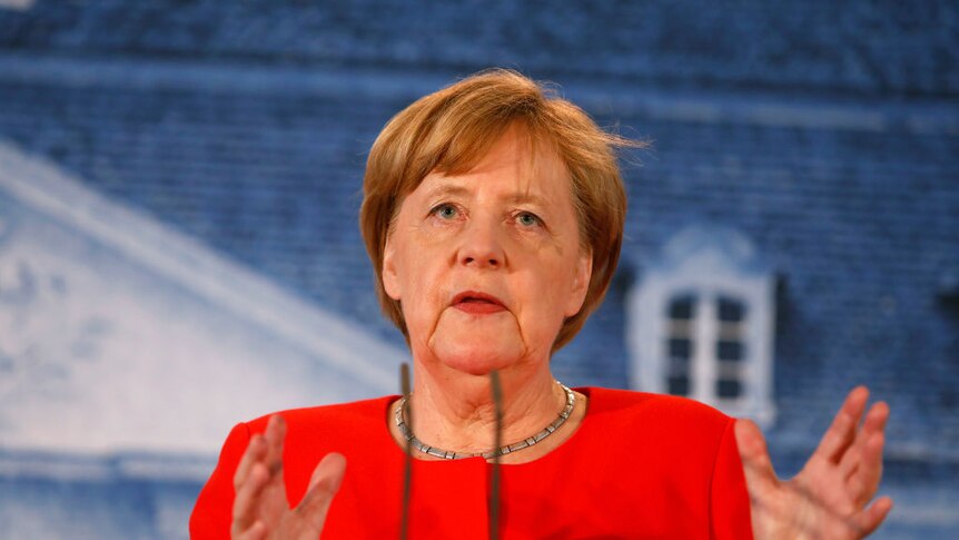 Close up of Angela Merkel speaking