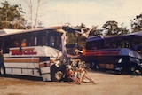 Crumpled buses and wreckage after the accident