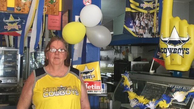North Queensland Cowboys fan Kath Baker in Townsville cafe