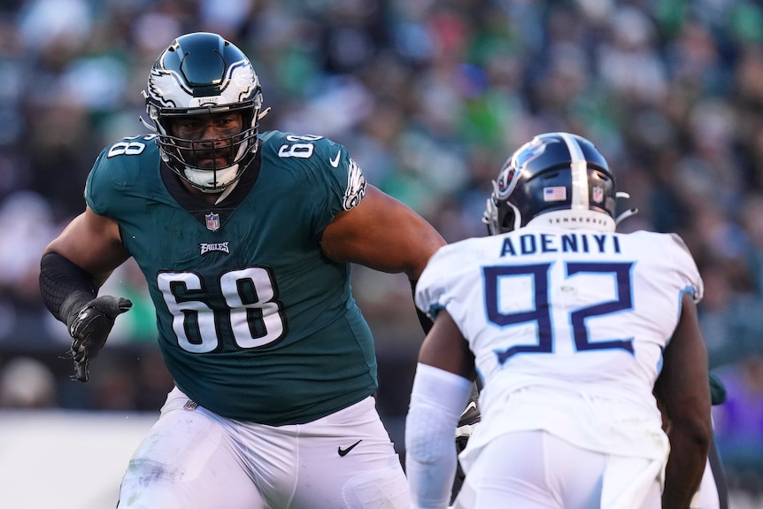 An Australian playing for the Philadelphia Eagles against the Tennessee Titans in the 2022 NFL season.