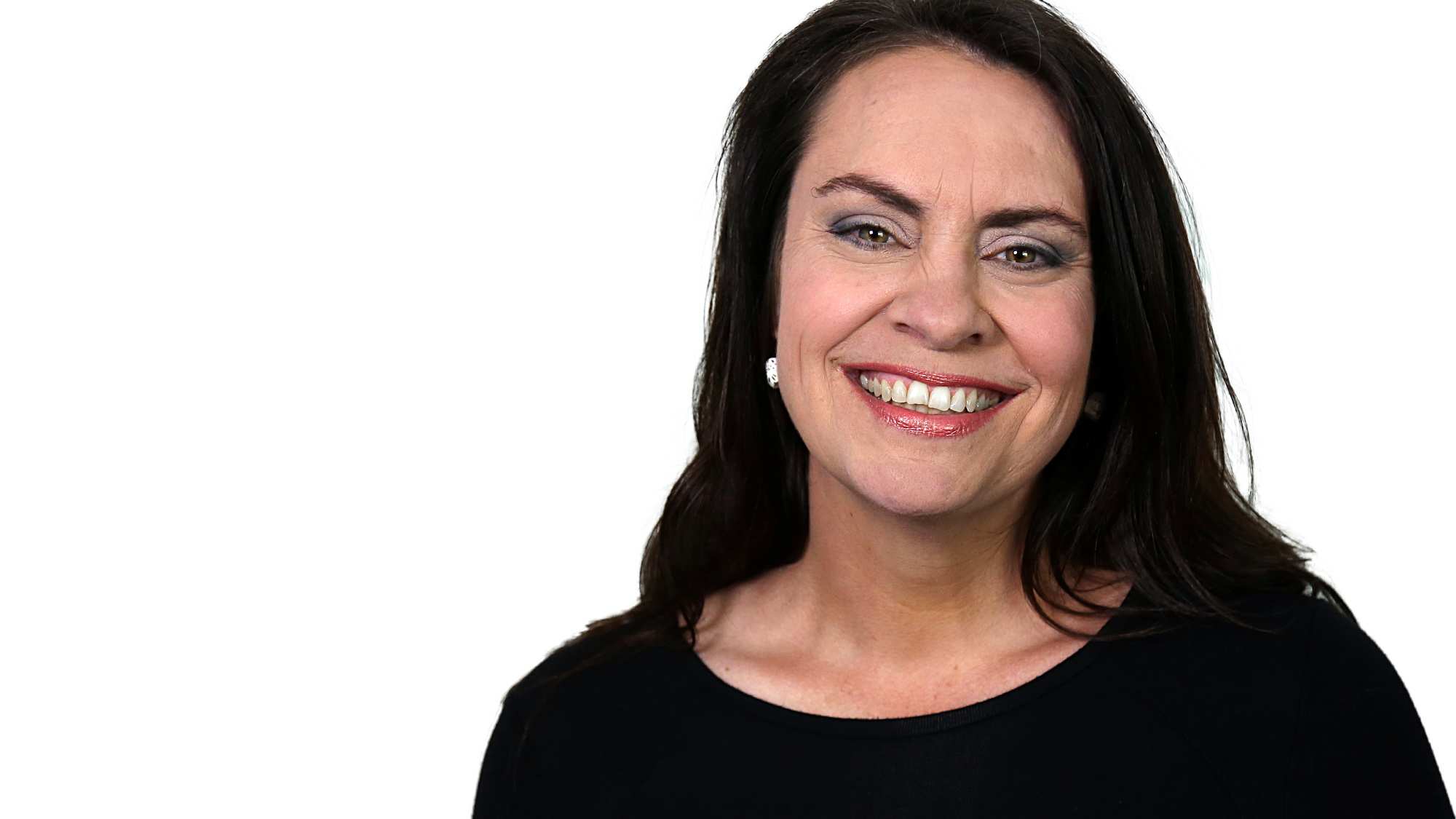 Portrait photo of Georgia Stynes, plain white background.