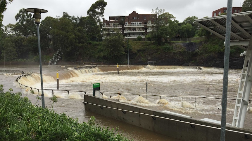 Parramatta Wharf has been flooded due to heavy rains