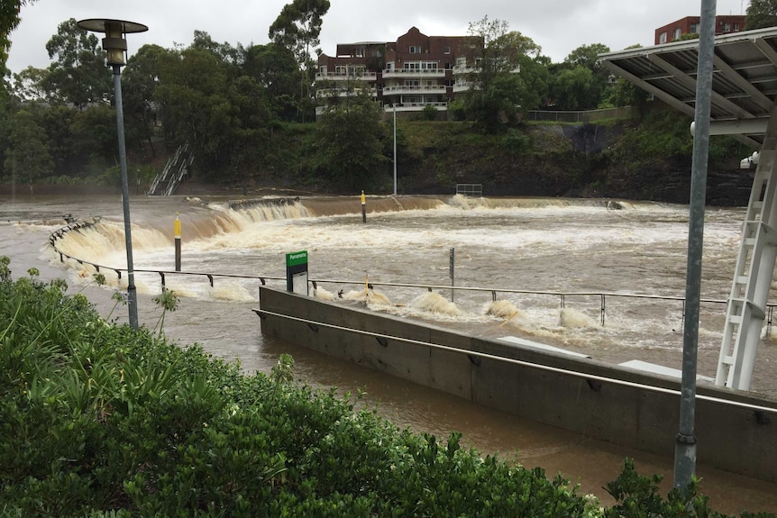 Parramatta Wharf has been flooded due to heavy rains