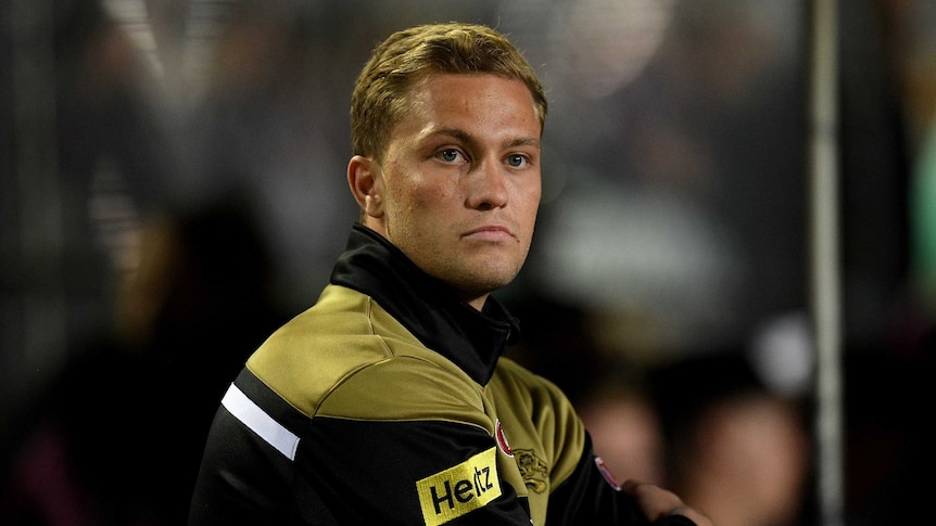 Matt Moylan of the Panthers watches on from the sidelines.