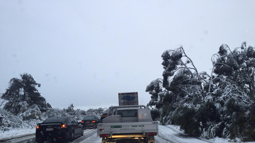 Roads blocked by snow near Berrima