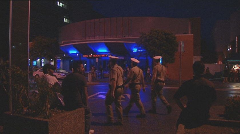 Police on the beat in Mitchell Street, where many of Darwin's late night venues are located.