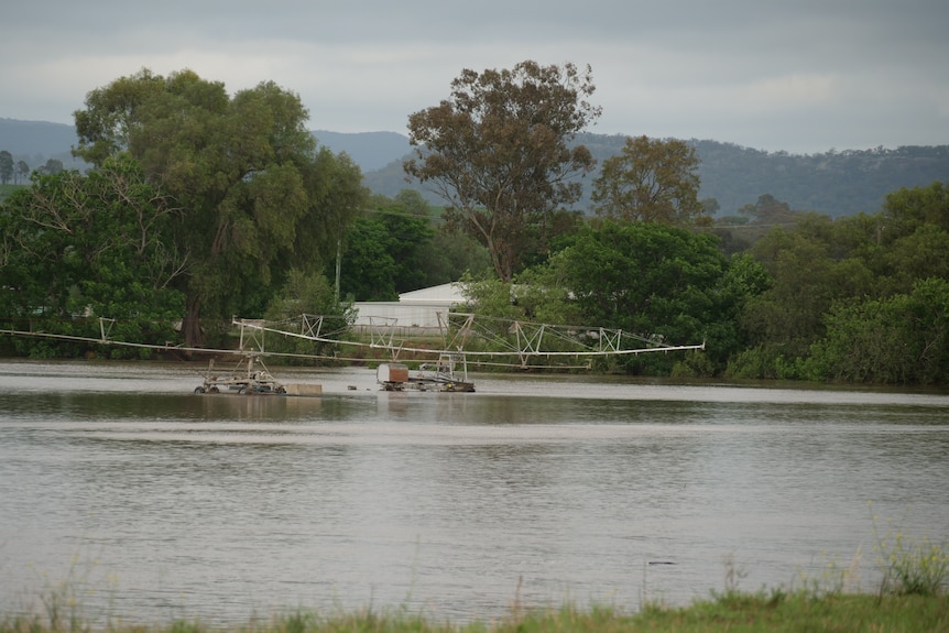Irrigation equipment surrounded by floodwaters 
