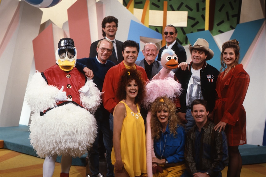 A photo of Hey Hey It's Saturday cast members.