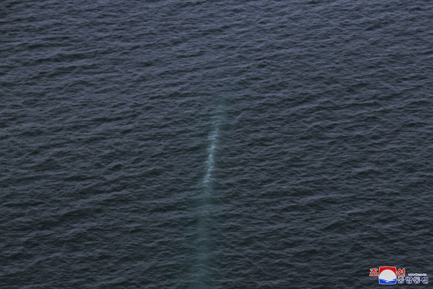 A photo purporting to show the underwater cruise of a underwater attack craft.