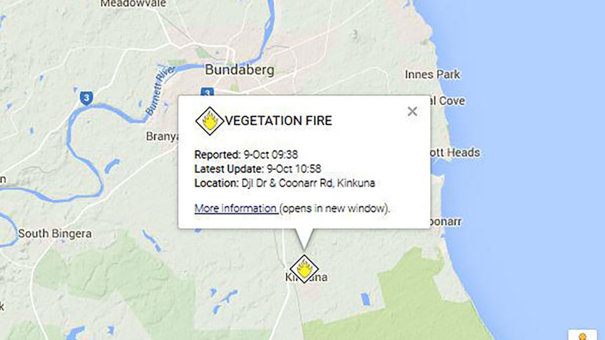 A Rural Fire Service map of the Kinkuna fire.