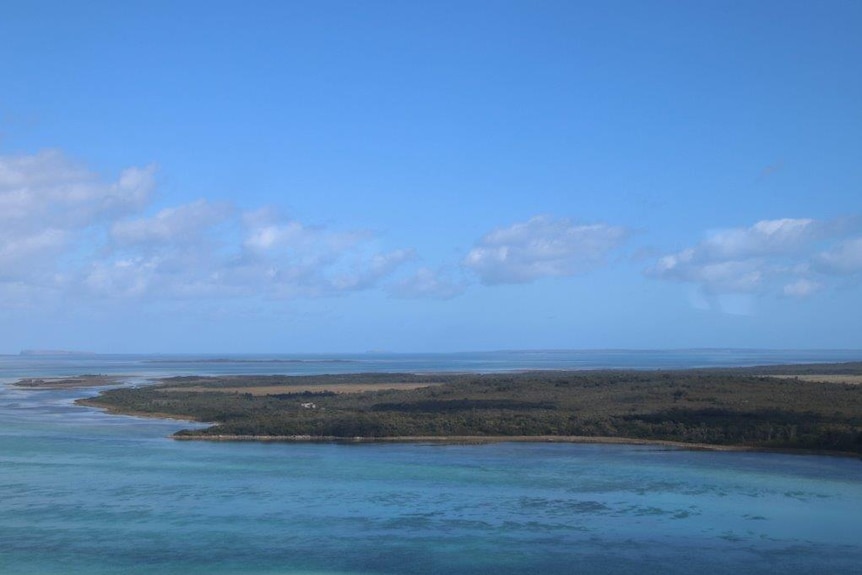 Aerial shot of Robbins Island in Bass Strait.