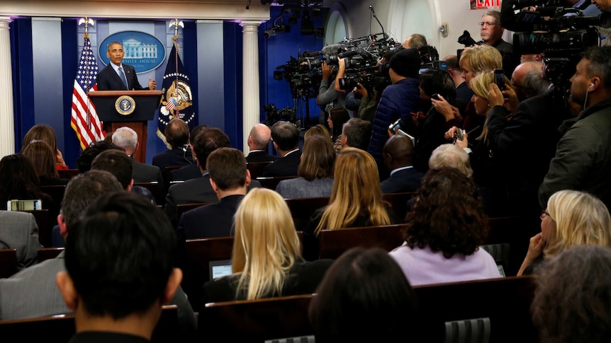 Barack Obama defends importance of a free press (Photo: Reuters/Kevin Lamarque)