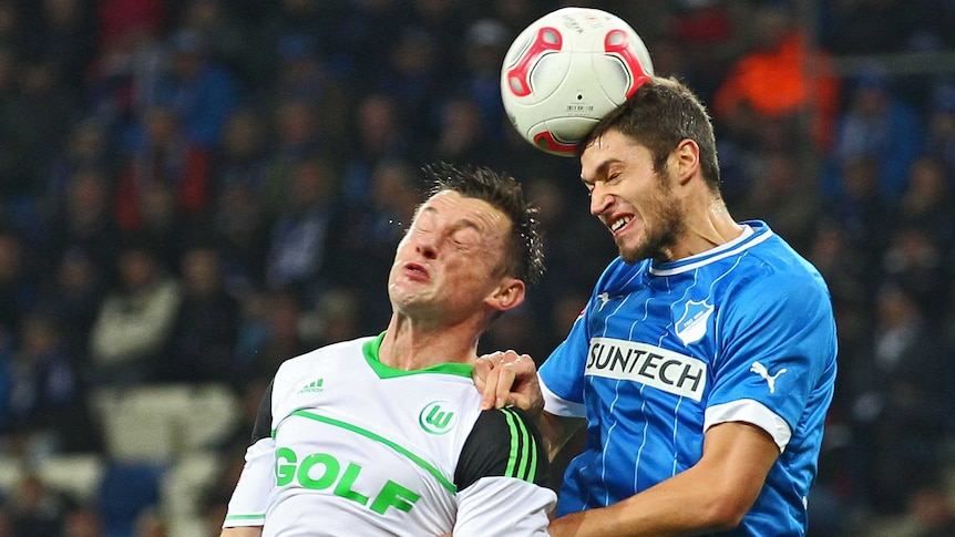 Matthieu Delpierre heads a ball