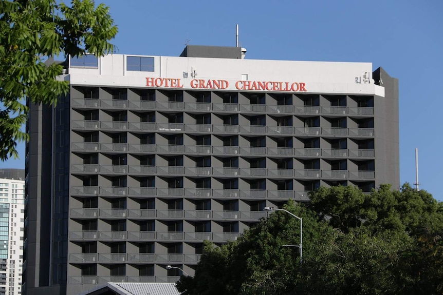Signage on top of Brisbane's Hotel Grand Chancellor.