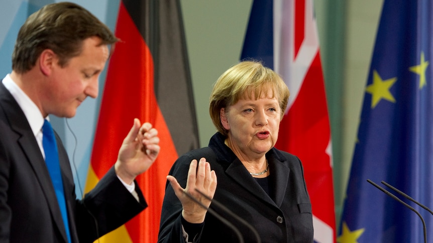 British prime minister David Cameron and German chancellor Angela Merkel