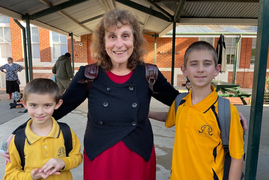 Dora Marinova and her two grandsons