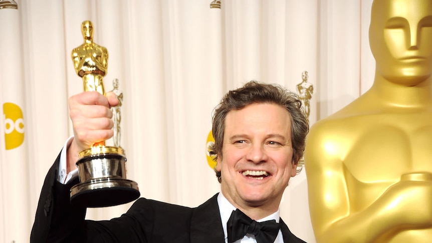 Colin Firth shows off his best actor Oscar