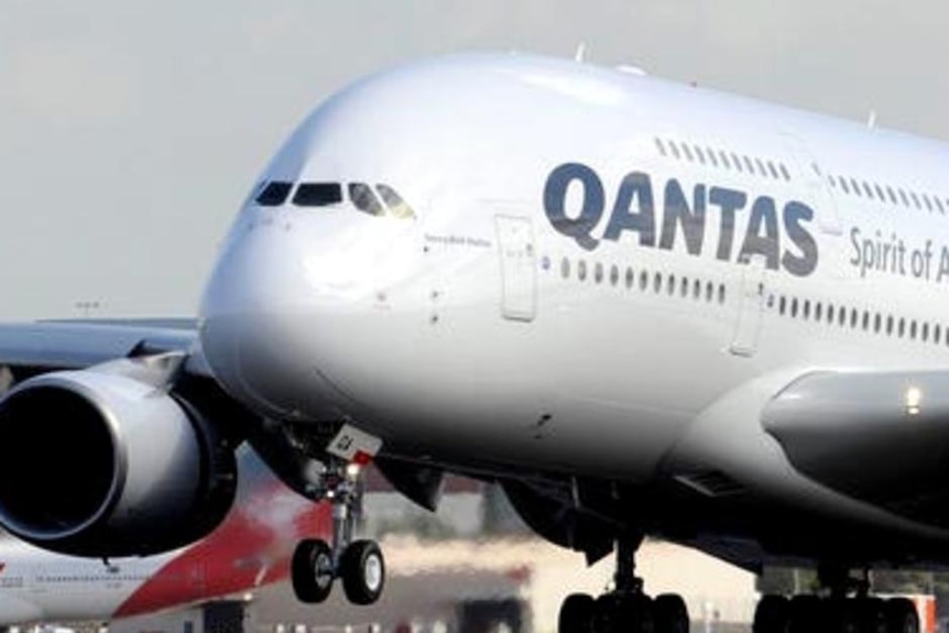 Qantas plane taking off.