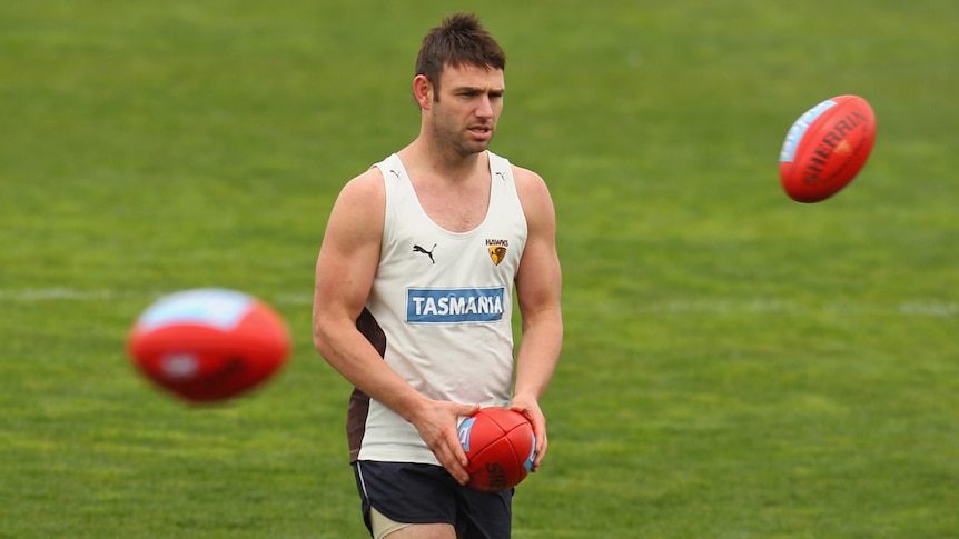 Hawthorn's Brent Guerra at training on Monday of grand final week.