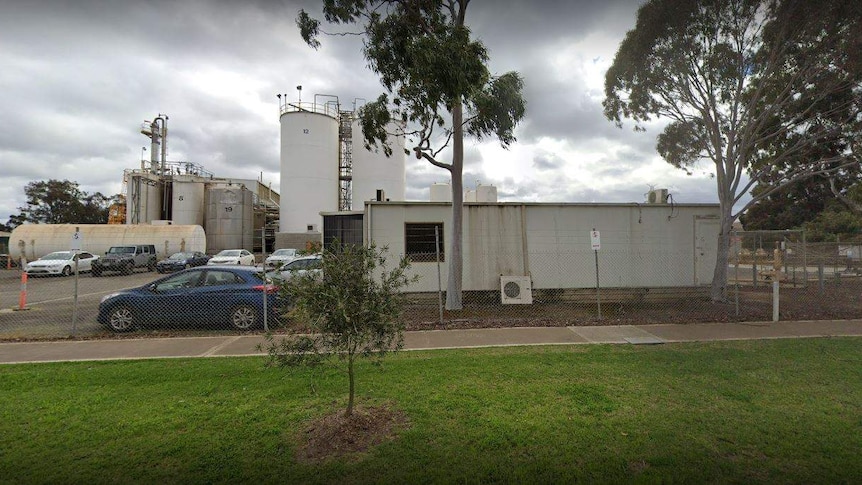 The exterior of a waste management facility.