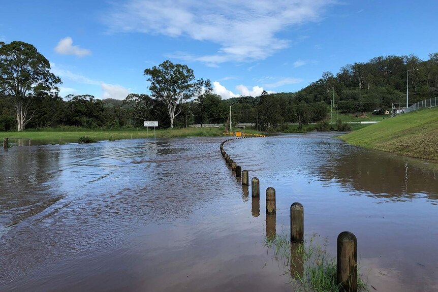 Floodwaters from Albert Creek at Beenleigh.