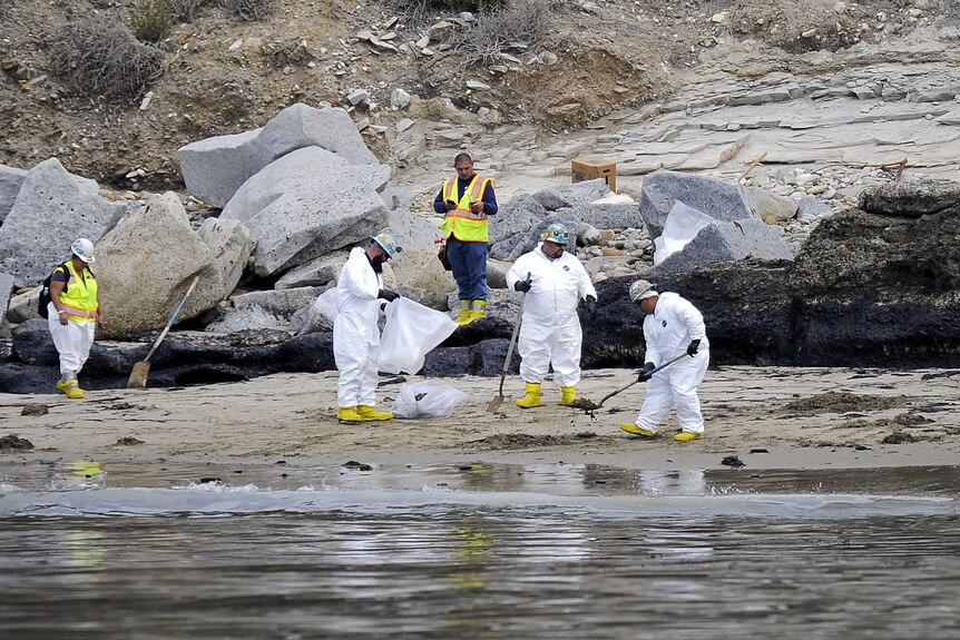 Crews clean oil spill in California