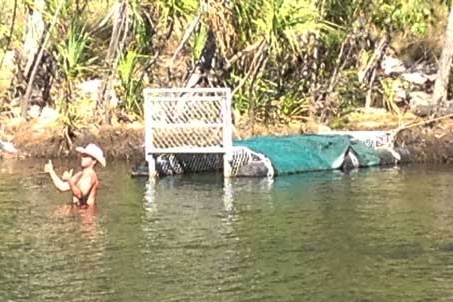 This tourist earned the ire of authorities after posing by a croc trap near Jim Jim Falls.