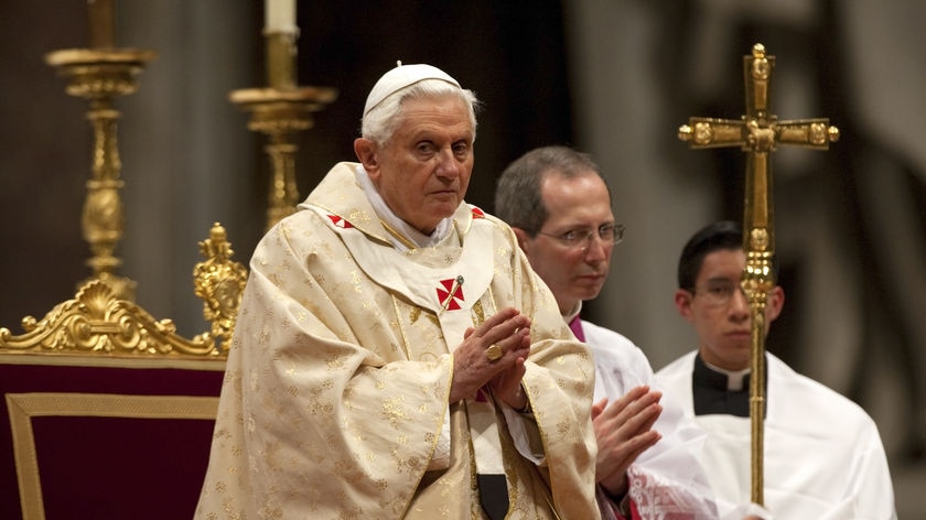 Pope Benedict continued the service, seemingly unaffected by the incident.