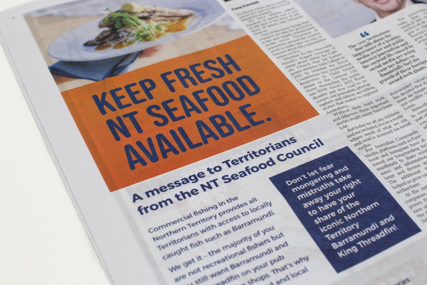 an ad for NT seafood in a newspaper.