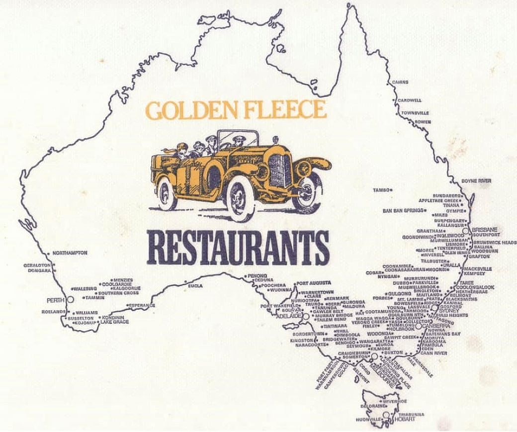 A map of Australia A map showing the locations of Golden Fleece restaurants. 