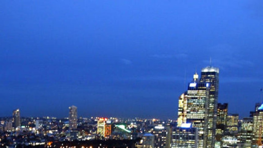 Sydney skyline at dusk.