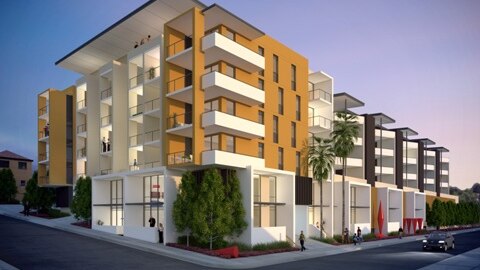 An artists impression of the $25 million, six-storey residential complex proposed for Adamstown.