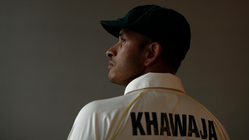 Australian cricketer Usman Khawaja poses during the 2019 Australia Ashes Squad Portrait Session