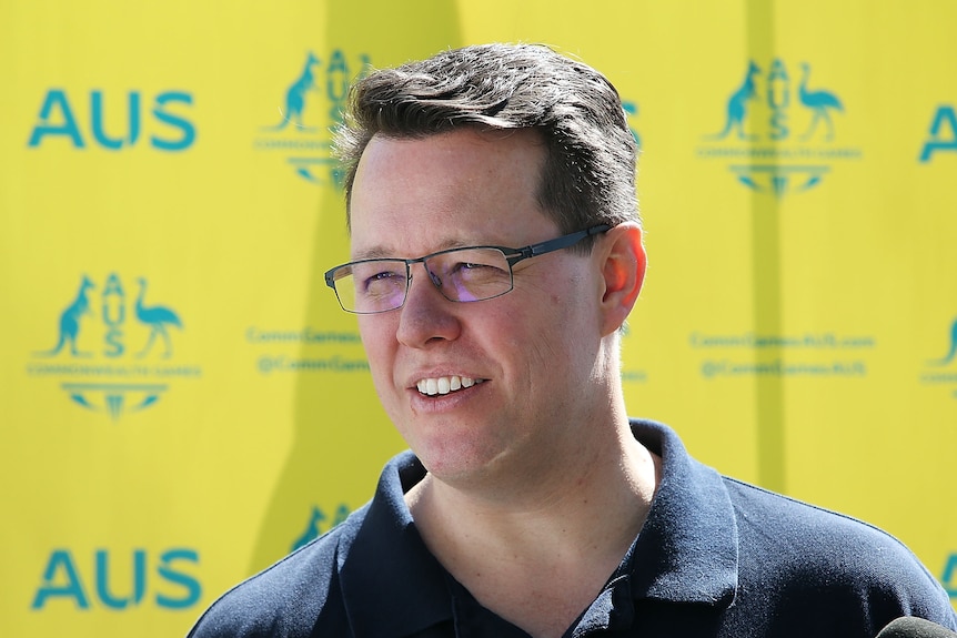 Past Australian flagbearer Kieren Perkins poses ahead of the 2018 Commonwealth Games 