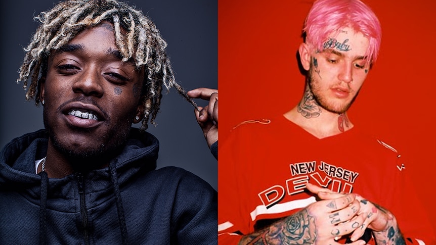 A collage of Lil Uzi Vert and Lil Peep