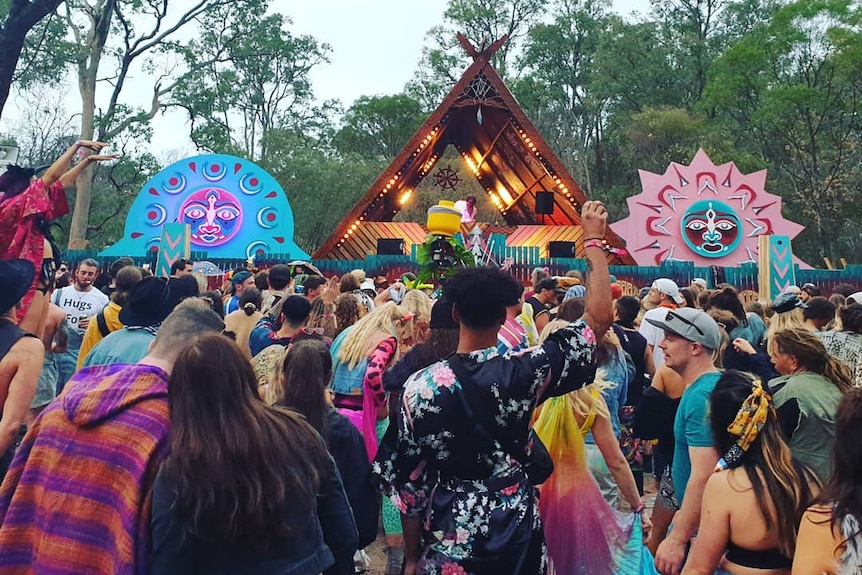 People dance to music at the Rabbits Eat Lettuce music festival.