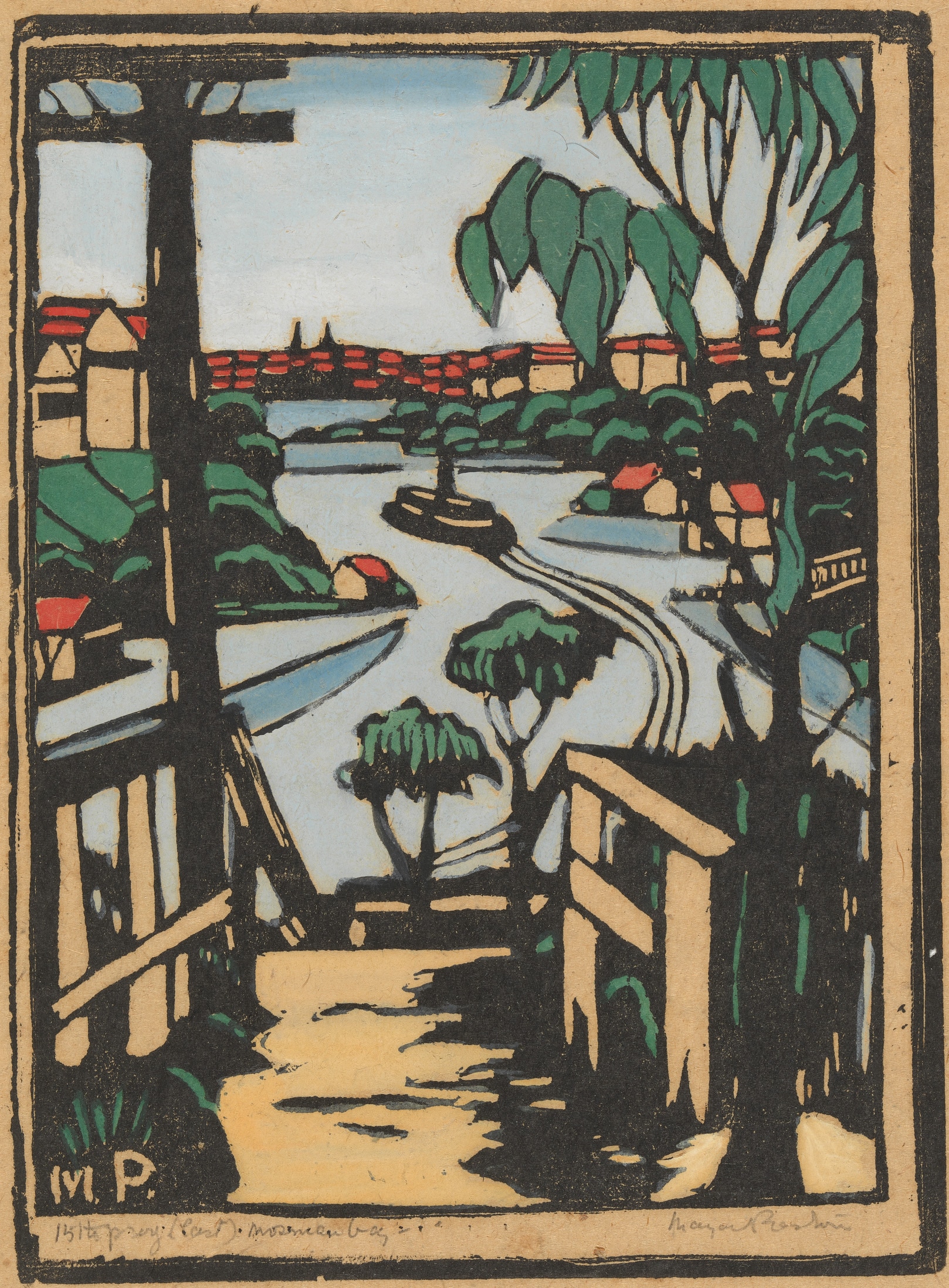 A print by Margaret Preston of Sydney's Mosman Bay in the 1920s
