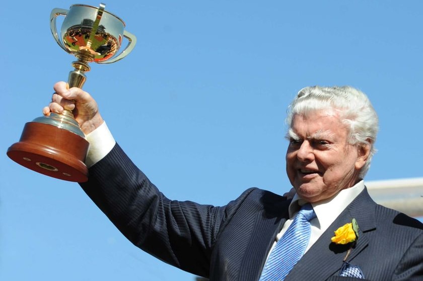 Bart Cummings celebrates winning the Melbourne Cup