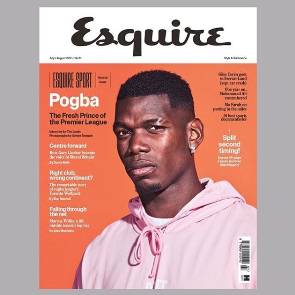 Paul Pogba on the cover of Esquire magazine.