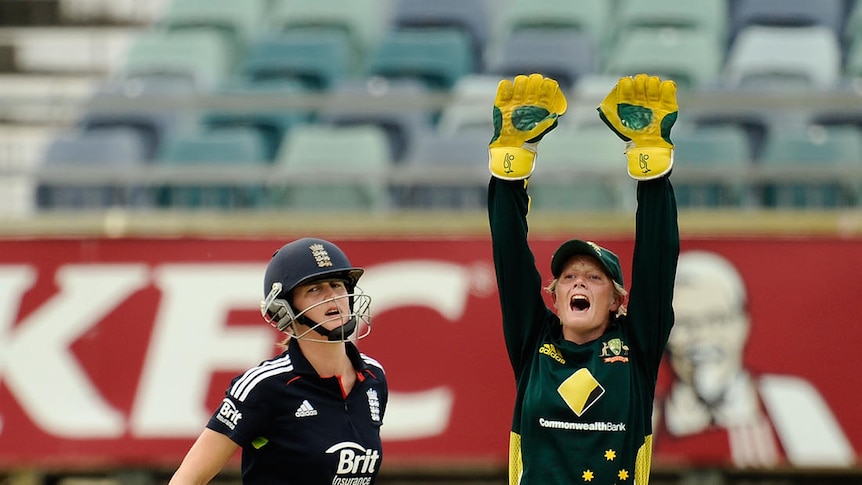 England's Lydia Greenway (pictured left) and Charlotte Edwards hit a 66-run partnership but came up short in the run chase.