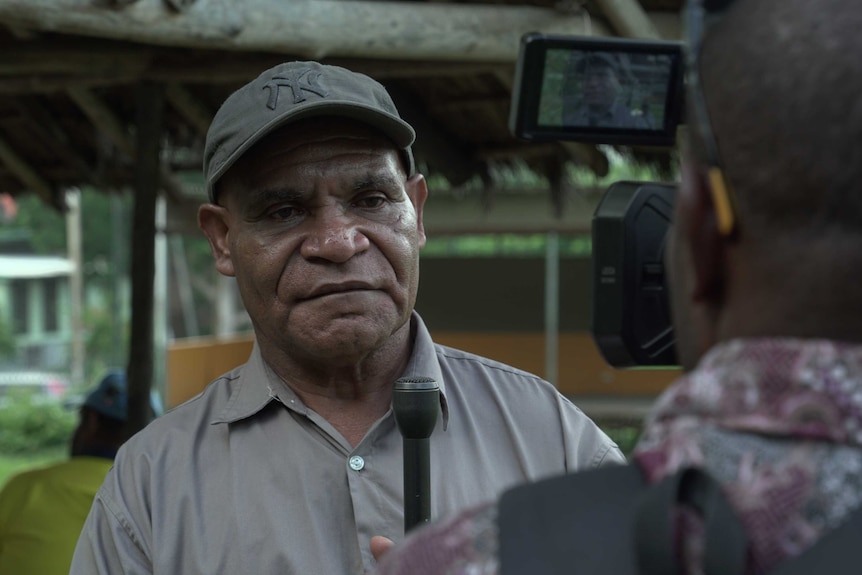 Kokoda Trek Central Secretariat Chairman Philip Batia being interviewed by PNG’s National Broadcasting Corporation.