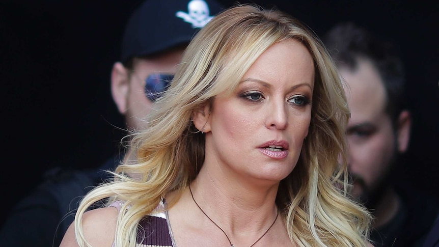 Stormy Daniels, pictured last week in Berlin, claimed in 2011 that a man threatened her in a carpark. (Photo: AP - Markus Schreiber)