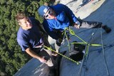 Jason Wells and Tim Klein climbing El Capitan in 2017.