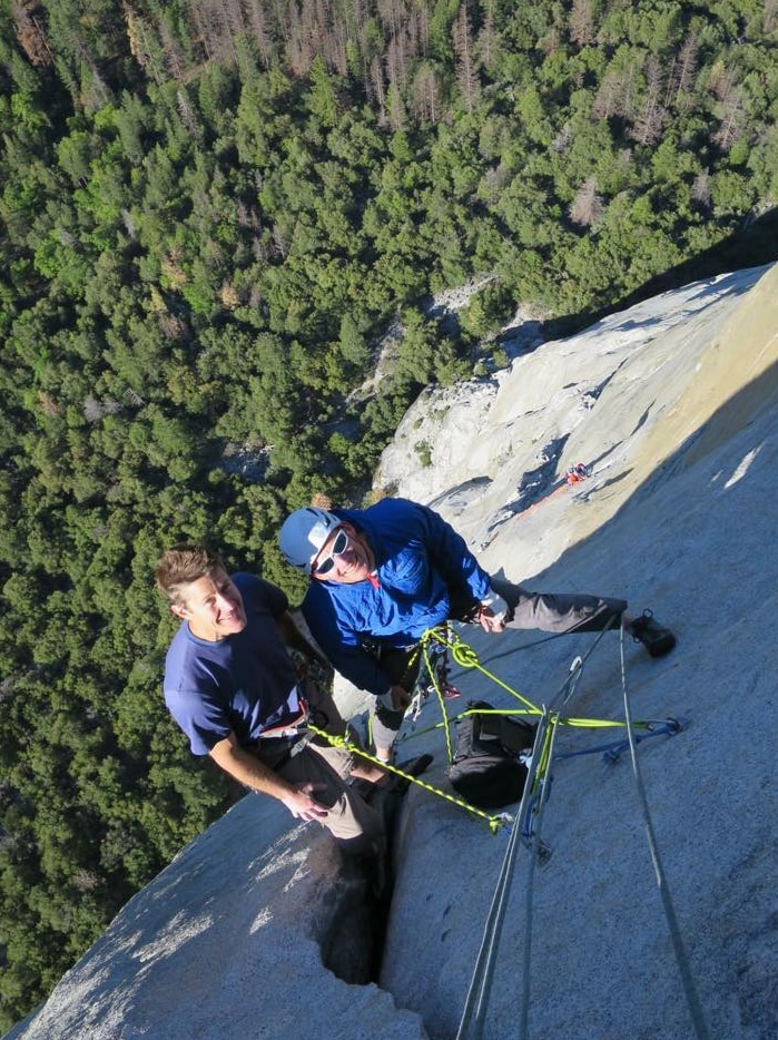 Jason Wells and Tim Klein climbing El Capitan in 2017.