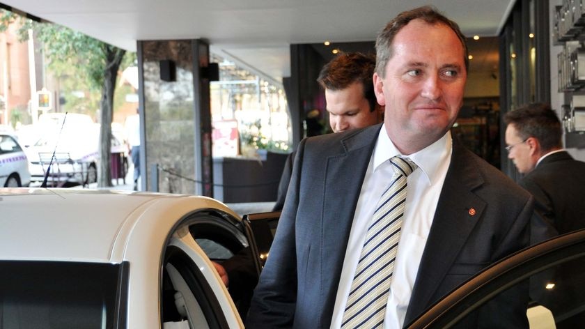 Nationals' Senator Barnaby Joyce gets into a car