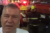 Jimmy Barnes takes a selfie at the scene of a bomb blast in Bangkok