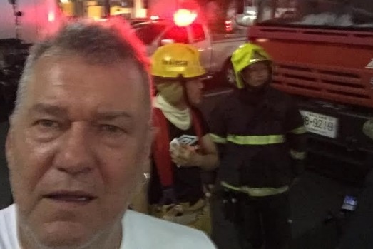 Jimmy Barnes takes a selfie at the scene of a bomb blast in Bangkok